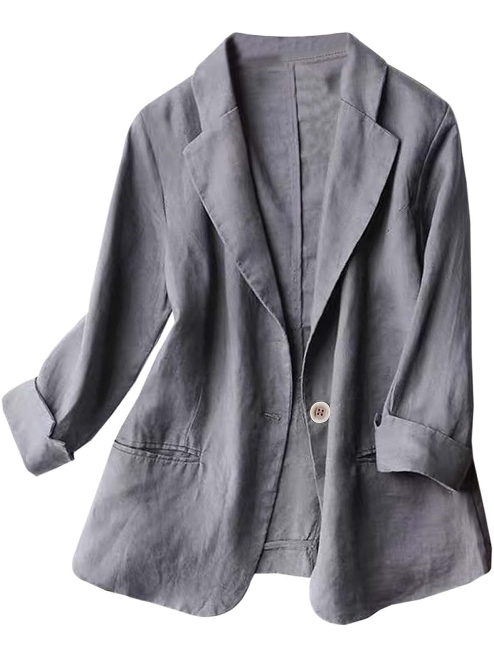 Women’s Lightweight Gray Linen Blazer Jacket